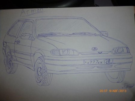 Нарисовать ВАЗ 2114 сзади