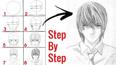 How to draw Light Yagami easy