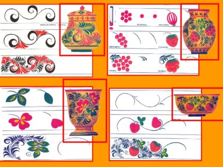 Этапы выполнения хохломской росписи для детей