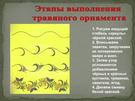 Этапы выполнения хохломской росписи
