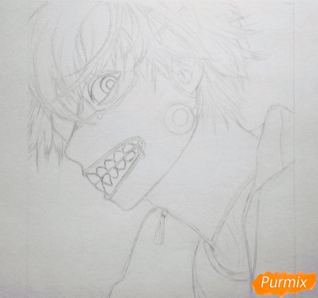 Поэтапное рисование Канеки