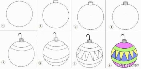 Елочная игрушка поэтапное рисование