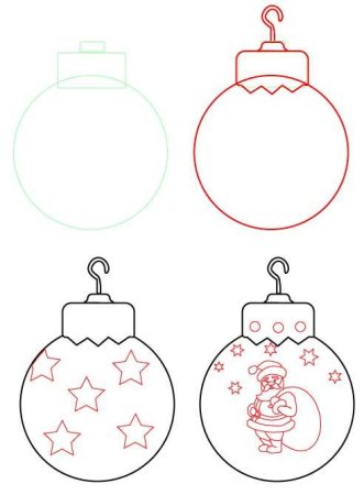 Лёгкие рисунки для новогодних игрушек