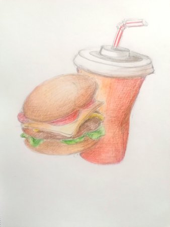 Поэтапное рисование бургера для ребенка