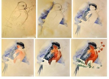 Рисунки акварелью поэтапно
