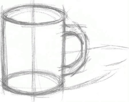 Поэтапное рисование чашки с блюдцем