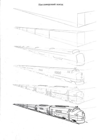Поэтапное рисование паровоза для детей