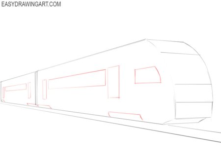 Поезд Сапсан сбоку карандашом