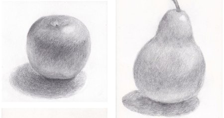 Груша карандашом с тенью