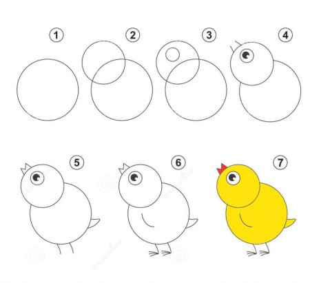 Цыпленок рисунок пошагово