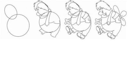 Пошаговый рисунок Карлсона