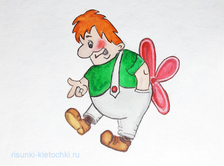 Малыш и Карлсон карандашом