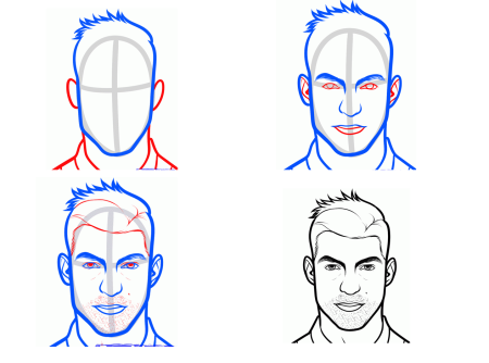 Рисунки Роналдо поэтапно