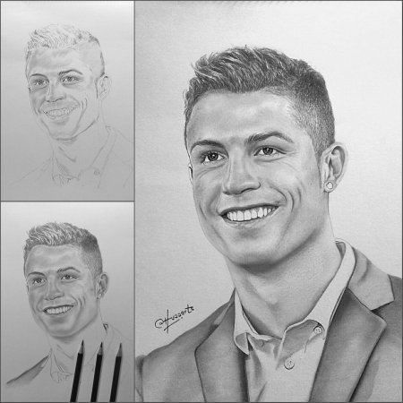 Портрет Криштиану Роналду карандашом