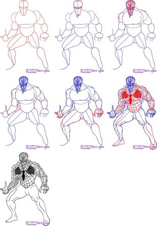 Веном пошаговый рисунок