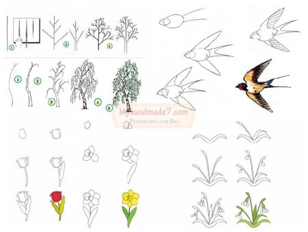 Поэтапное рисование Весна