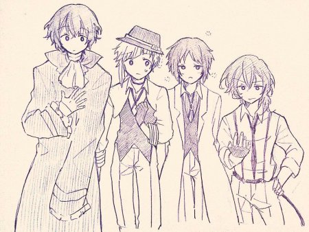 Бродячие псы Дазай Чуя Рампо и Акутагава