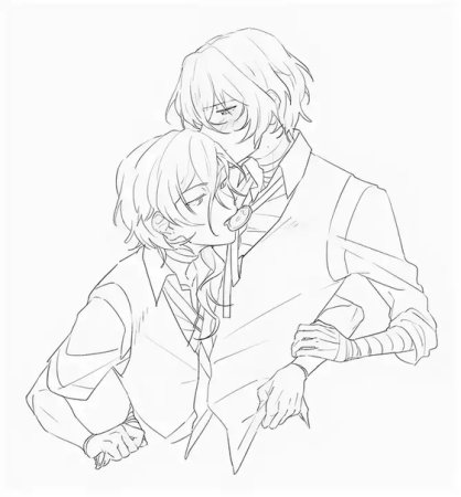 Дазай и Чуя черно белые