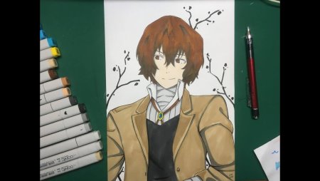 Дадзай Осаму арт маркерами