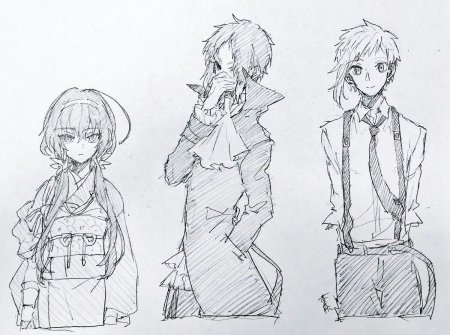 Скетч аниме бродячие псы