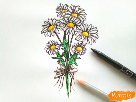 Букет ромашек рисунок для детей