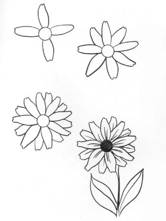 Схемы рисования цветов для детей