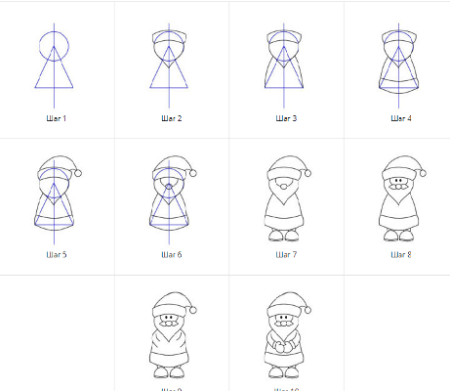 Поэтапное рисование Деда Мороза