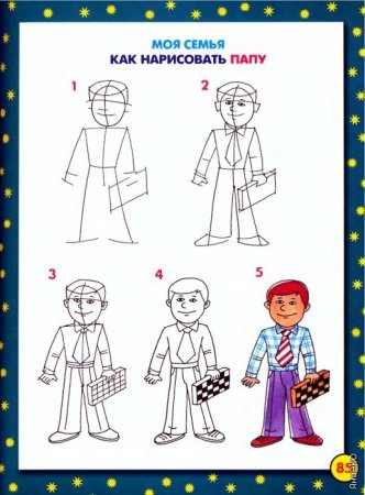 Поэтапное рисование дедушки для детей