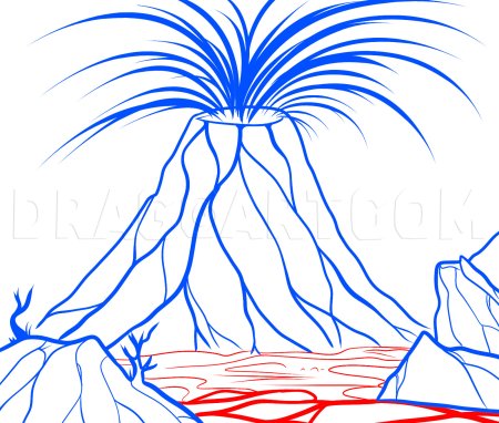 Вулкан поэтапно карандашом