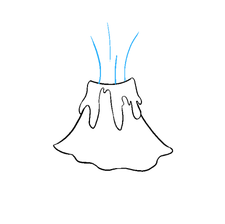 Извержение вулкана рисовать