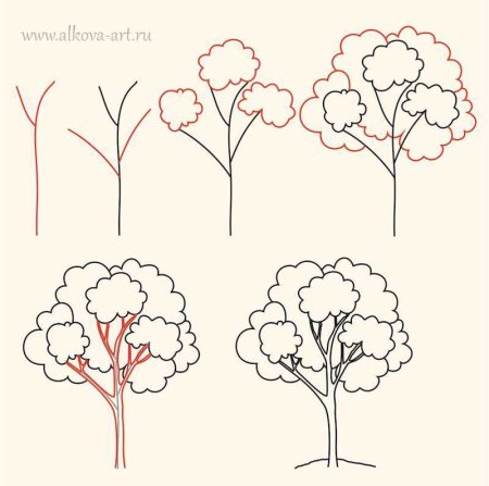 Поэтапное рисование дерева