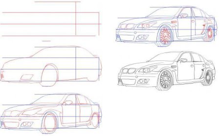Рисунок БМВ карандашом для начинающих