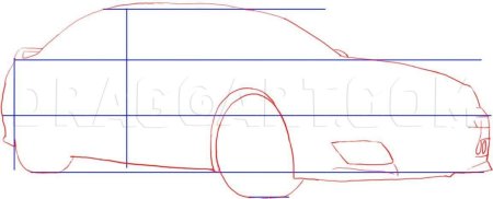 Схема рисунка машины БМВ карандашом поэтапно