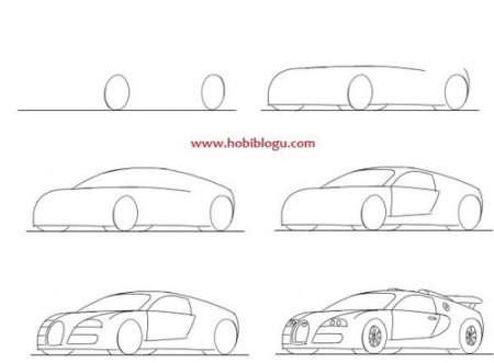 Нарисовать поэтапно Бугатти Вейрон