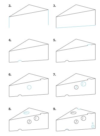 Поэтапное рисование сыра
