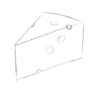 Кусок сыра карандашом