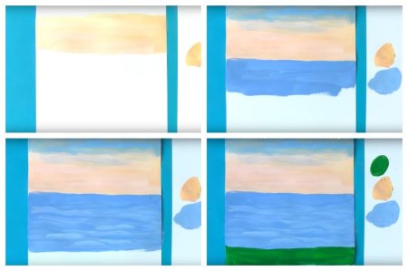 Поэтапное рисование пейзажа для детей