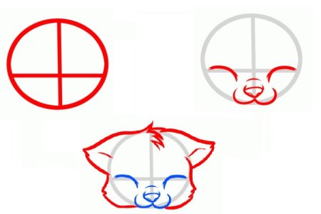 Поэтапное рисование морды кота