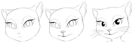 Поэтапное рисование мордочки кошки