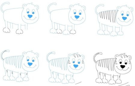 Тигр поэтапно