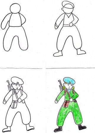 Поэтапное рисование солдата