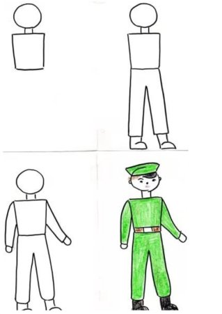 Поэтапное рисование солдата