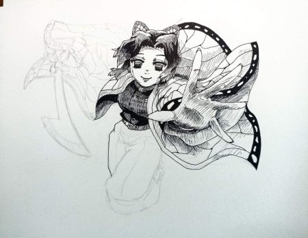 Шинобу Кочо арт карандашом для срисовки