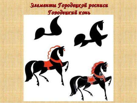 Городецкая роспись элементы лошади