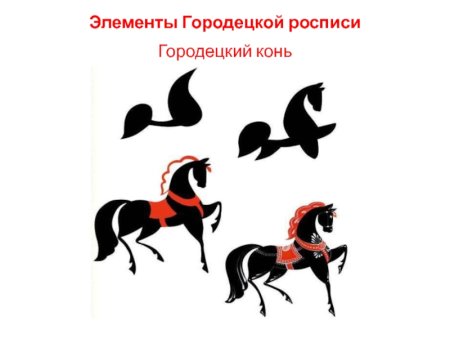 Городецкая роспись элементы конь