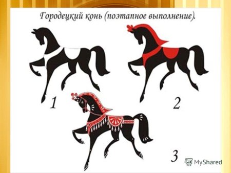 Городецкий конь этапы рисования