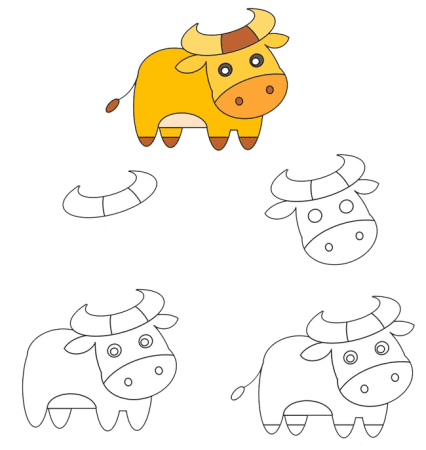 Бык рисунок легкий