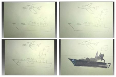 Пошаговая рисования военного корабля