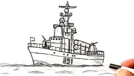 Военный корабль рисунок карандашом легкий