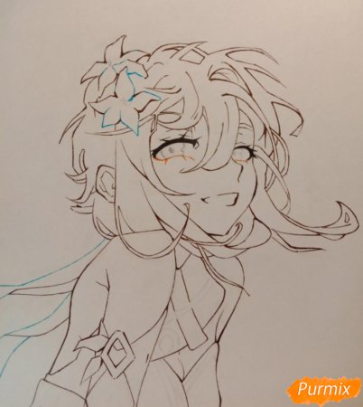 Геншин Импакт срисовать карандашом